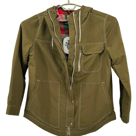 TOAD&CO(NEW!) Women M Forester Pass Parka Jacket Olive Green Plaid Lined Hooded - Picture 3 of 16